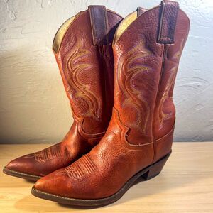 Vintage Justin Boots Red Leather Western Cowboy Boots Size 8.5B
